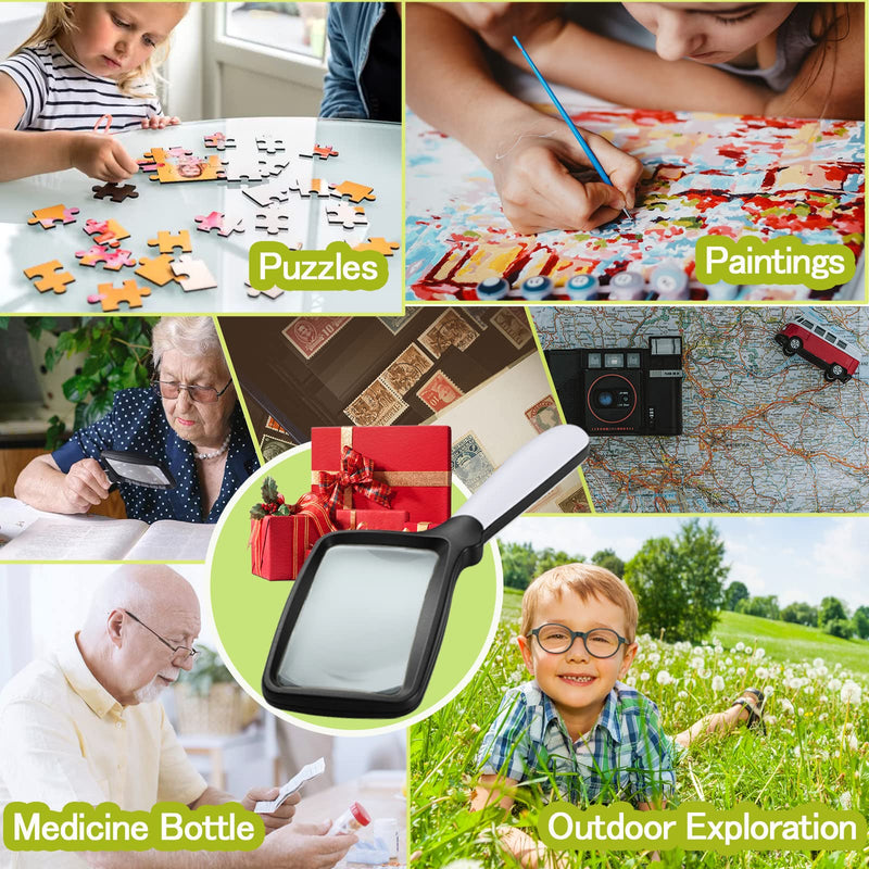 [Australia - AusPower] - Magnifying Glass with Light, Folding Handheld 3X Large Rectangle Lighted Magnifier with Dimmable LED for Macular Degeneration Seniors Reading Newspaper, Books, Lighted Gift for Low Visions 