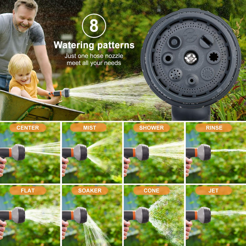 [Australia - AusPower] - Garden Hose Nozzle, Water Hose Nozzle Spray, Heavy Duty Water Spray Gun High Pressure Washer Sprayer with 8 Patterns, Suitable for Watering Garden, Cleaning, Showering Pet and Washing Cars Red 