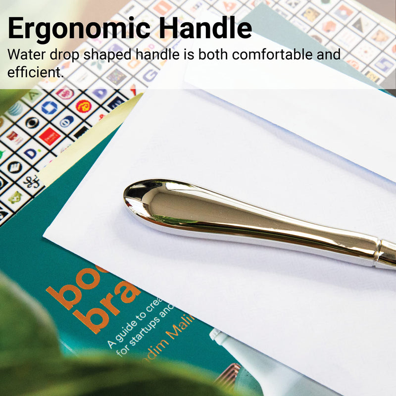 [Australia - AusPower] - Uncommon Desks Silver Letter Opener Knife - Smooth Metal Plated Envelope Opener - Ergonomic Rounded Handle for Comfort - Home and Office Mail Supplies - 2 Pack 