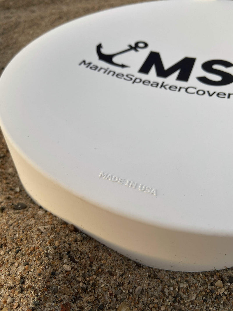 [Australia - AusPower] - Marine Speaker Covers 6.5 inch | Sold As Pair | Sun, Water, Dust Protection | Patented, Military-Grade Silicone Design | Black Logo 