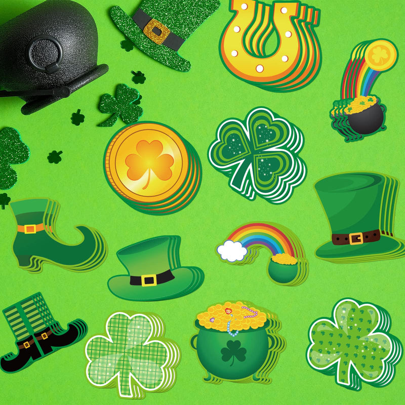 [Australia - AusPower] - 48pcs St. Patrick's Day Cutouts Shamrock Clover Cut-Outs for Classroom Bulletin Board Decorations 