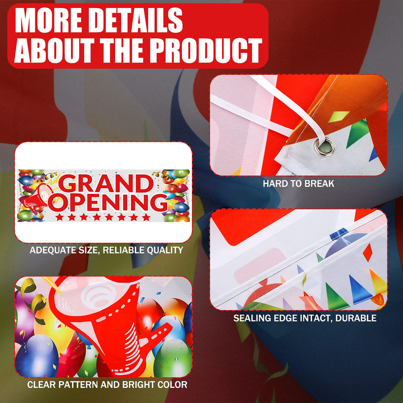 [Australia - AusPower] - Grand Opening Banner, New Store Grand Opening Sign and Rope, Red Oxford Cloth Grand Opening Party Supplies, Large Advertising Opening Backdrop Decoration for Shop Garden Yard Business Outdoor Ceremony Cute Style 