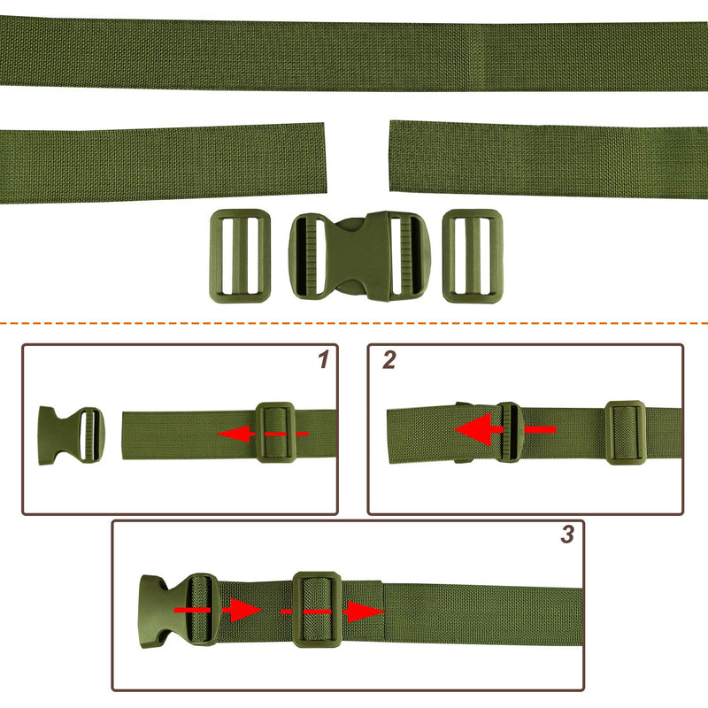 [Australia - AusPower] - MAGARROW 65" × 1.5" Utility Straps with Buckle Adjustable, 4-Pack (Army Green (4-PCS)) Army Green (4-PCS) 
