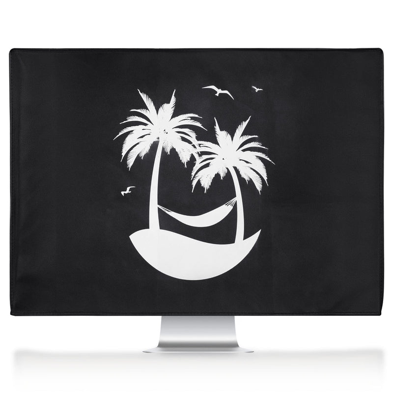 [Australia - AusPower] - kwmobile Computer Monitor Cover Compatible with 27-28" Monitor - Tropical Island White/Black Tropical Island 02-01 