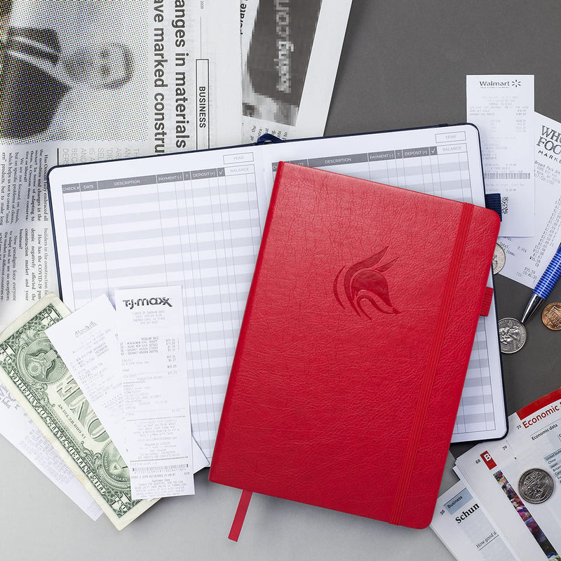 [Australia - AusPower] - Clever Fox Check Register – Deluxe Checkbook Log with Check & Transaction Registers, Bank Account Register Booklets for Personal and Work Use, A5 Hardcover - Red A5 (5.8'' x 8.3'') 