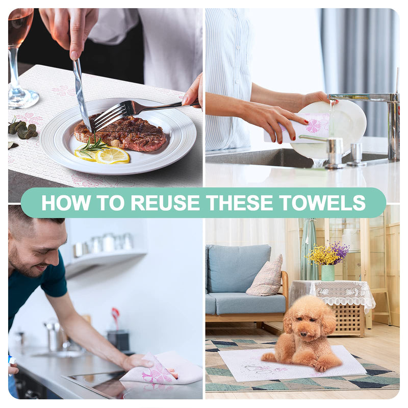[Australia - AusPower] - KitchLife Reusable Bamboo Paper Towels - 1 Roll, Washable and Recycled Kitchen Roll, Zero Waste Products, Sustainable Gifts, Environmentally Friendly, (Sakura) 