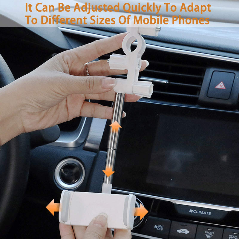 [Australia - AusPower] - Rear View Mirror Phone Holder, Universal Free Rotating Concealable 360 Degrees Car Rearview Mirror Mount Phone Holder, Car Cell Phone Mount and GPS for 60mm-90mm Wide Phones. (White) White 