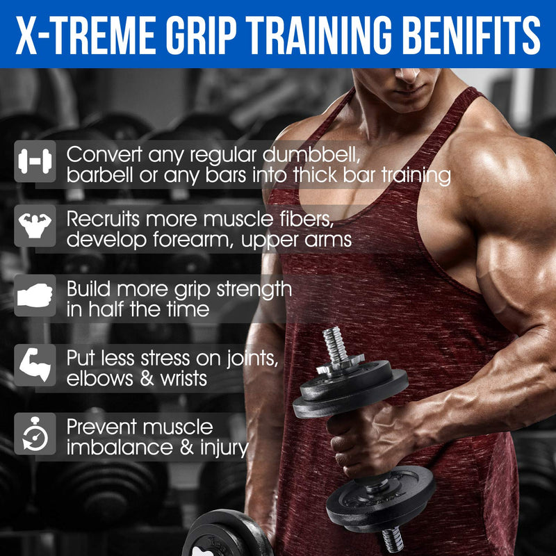 [Australia - AusPower] - Yes4All Thick Rubber Grips, Ez Barbell Grips, Outer Dimension 2.0 inches, Biceps Curl, Triceps Exercise,Wrist Strap Best with Barbell, Dumbbell & Weight Lifting 