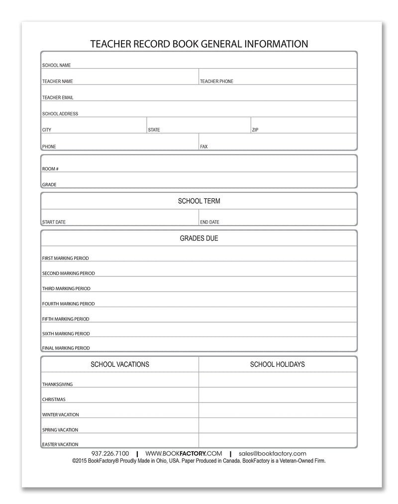 [Australia - AusPower] - BookFactory Teacher’s Planner/Teachers Lesson Planner Notebook/Record Book/Organizer/Calendar/Grades/Seating - 170 Pages - 8.5” X 11” Wire-O (JOU-170-7CW-A(TeacherRecordBook)) 