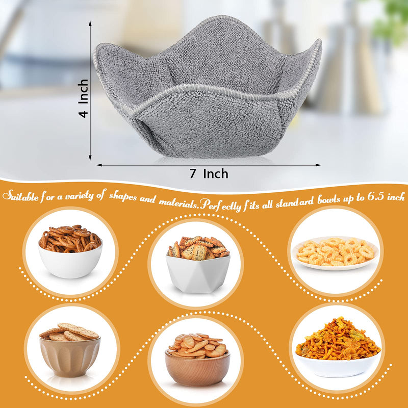 [Australia - AusPower] - 8 Pieces Bowl Holders Microwave Bowl Huggers Safe Bowl Pot Holder for Heat Soup, Food, Meals (Grey) Gray 