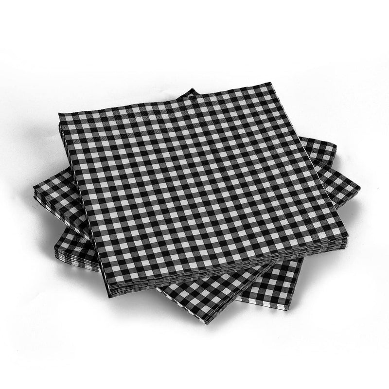 [Australia - AusPower] - Gatherfun Disposable Paper Napkins Black and White Gingham for Dinner Picnic and Parties (Pack of 50) Black Plaid 50 Count (Pack of 1) 