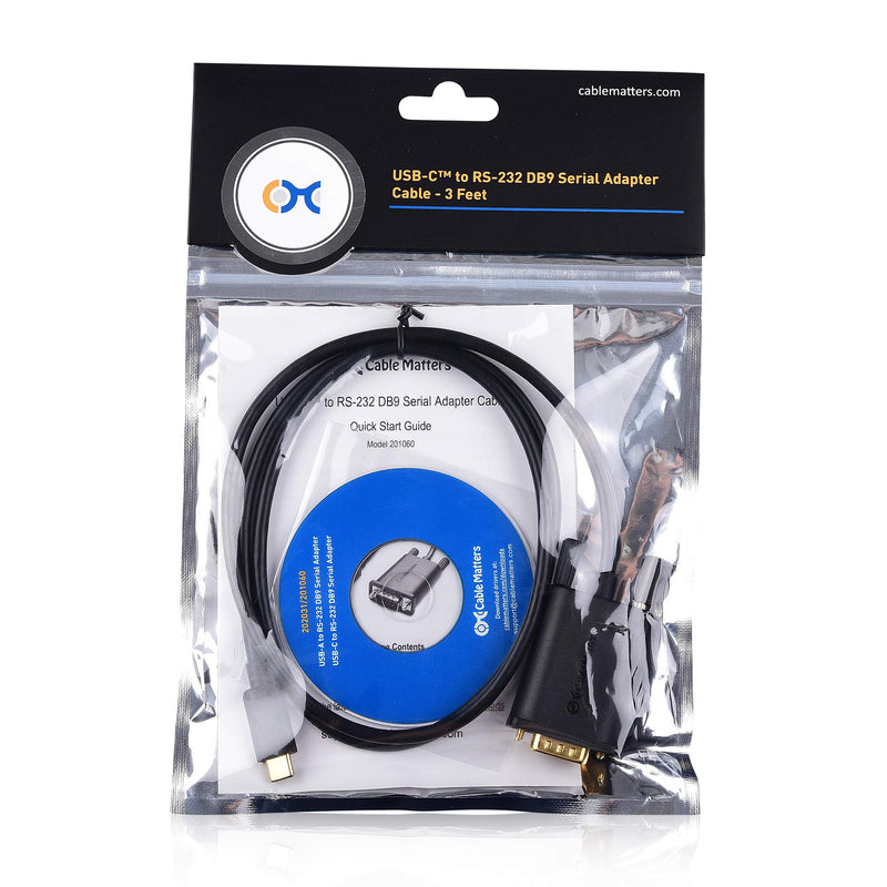 [Australia - AusPower] - Cable Matters USB C to Serial Adapter Cable (USB-C to Serial, USB C to DB9, USB C to RS232) 3 ft - Thunderbolt 4 / USB4 / Thunderbolt 3 Port Compatible with Dell XPS 13, 15, Surface Pro and More 