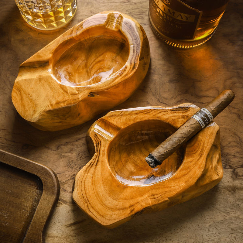 [Australia - AusPower] - DDAJJAJ Wooden Cigar Ashtrays for Cigar Lovers Irregular Ashtray with Unique Shape & Design Great Gift for Men Great Decor for Home Office or Bar 