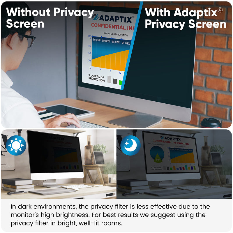 [Australia - AusPower] - Adaptix iMac 21.5" Monitor Privacy Screen for Apple Desktop Computers – Anti-Glare, Anti-Scratch, UV-Blocking Privacy Screen Protector – Computer Security Screen Privacy Mac Accessories (APFIM21v2) iMac 21.5 Inch Black 