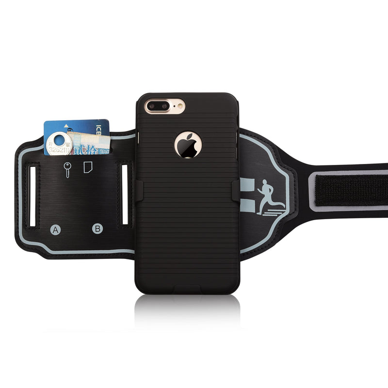 [Australia - AusPower] - igooke iPhone 8 Plus/7 Plus Sports Armband, Hybrid Hard case Cover with Sports Armband Combo,Running Case for Sports Jogging Exercise Fitness (iPhone 8 Plus/7 Plus) 