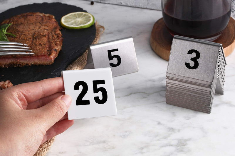 [Australia - AusPower] - New Star Foodservice 27587 Double Sided Plastic Table Numbers, 76-100, Acrylic, White, 1.7" x 2" 