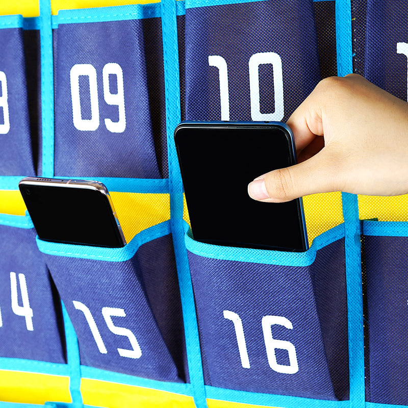 [Australia - AusPower] - Loghot Numbered Classroom Sundries Closet Pocket Chart for Cell Phones Holder Wall Door Hanging Organizer (30 Pockets Blue) 30 Pockets Blue 