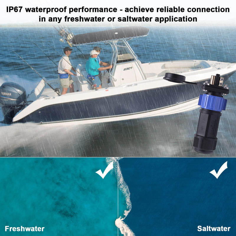 [Australia - AusPower] - Trolling Motor Plug Receptacle Set, Briidea Marine Boat DC Power Connector Waterproof for Freshwater and Saltwater 12,24,36,48V 