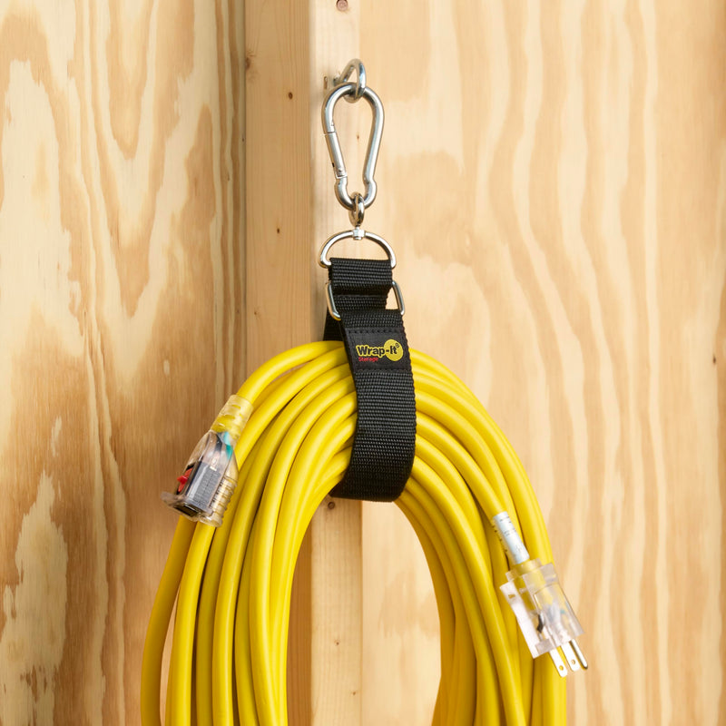 [Australia - AusPower] - Hook 'n Hang Wrap-It Storage Straps - 18" (2-Pack) Black - Carabiner Straps to Use as Extension Cord Holder Heavy Duty Straps with Hooks and Cord Storage or Hose Straps 18" (2-Pack) 