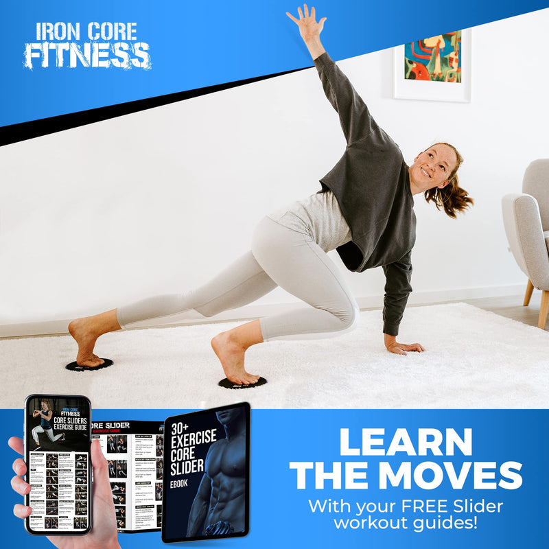 [Australia - AusPower] - Iron Core Fitness 2 x Dual Sided Gliding Discs Core Sliders Ultimate Core Ab Fitness Trainer. Gym, Home Abdominal & Total Body Workout Equipment for use on All Surfaces. Aqua Blue 