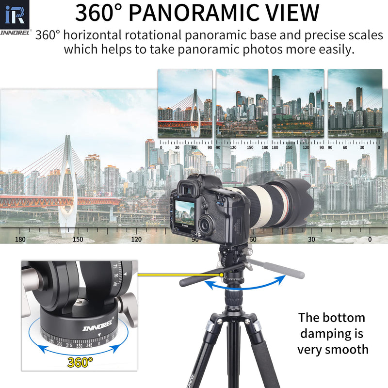 [Australia - AusPower] - INNOREL H10 Lightweight Mini Tripod Fluid Video Head 360 Panoramic CNC Hydralic Damping Video Head with Arca Swiss Q.R.Plate Phone Clip for DSLR Camera Camcorder Phone Tripod Monopod Load 8.8lb/4kg 