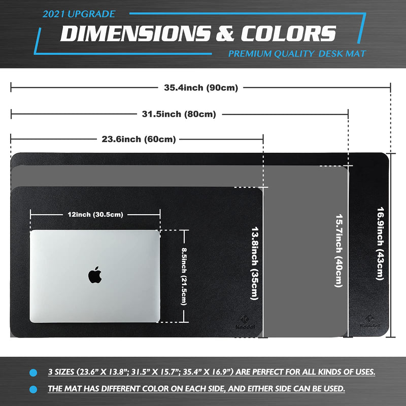 [Australia - AusPower] - K KNODEL Desk Mat, Mouse Pad, Desk Pad, Waterproof Desk Mat for Desktop, Leather Desk Pad for Keyboard and Mouse, Desk Pad Protector for Office and Home (23.6" x 13.8", Black) 23.6" x 13.8" 