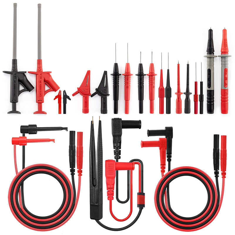 [Australia - AusPower] - KAIWEETS 23PCS Multimeter Test Leads Kit with Replaceable Precision Probes Set and Alligator Clips, Test Probes, Test Hook, Flexible Wires Professional Kit General Use for Digital Electrical Testing 