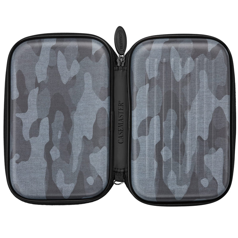 [Australia - AusPower] - Casemaster Sentinel 6 Dart Case, Holds Extra Accessories, Tips, Shafts and Flights, Compatible with Steel Tip and Soft Tip Darts, Impact & Water Resistant Tactech Shell, Black Camo 