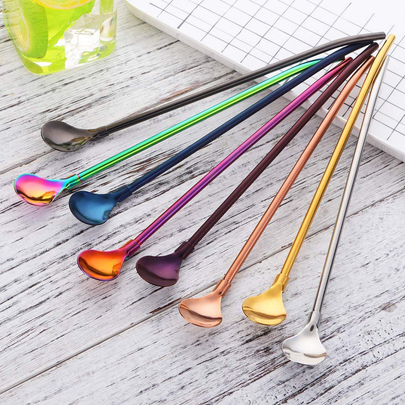 [Australia - AusPower] - Do Buy 8 PCS Spoon Straws Drinking Spoon for Frozen Drink, Milkshake, Smoothies, Ice Cream Sundaes with 2 Cleaner 