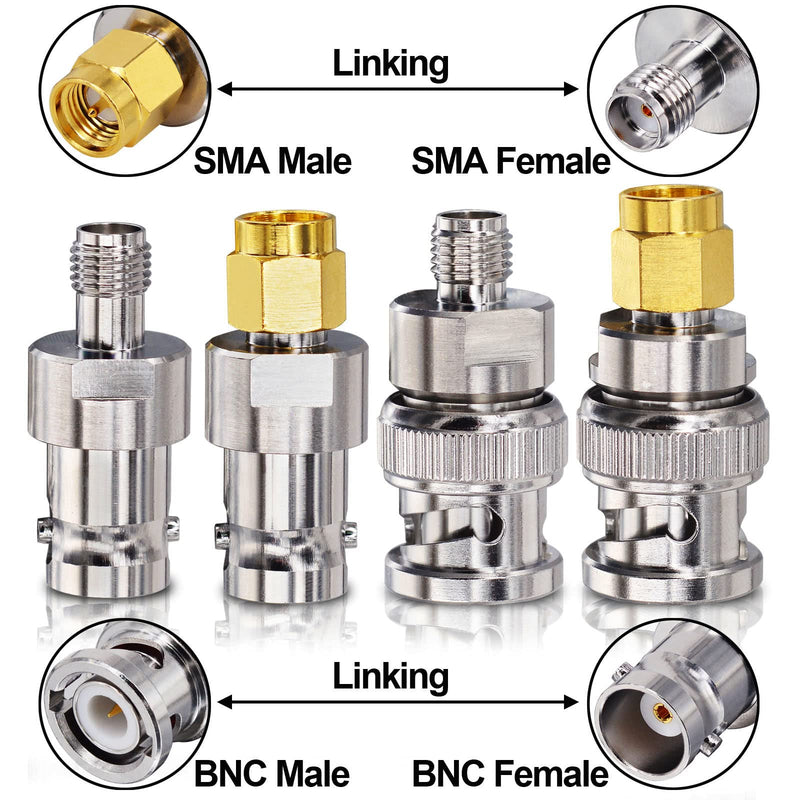 [Australia - AusPower] - onelinkmore SDR Adapter Optimized VSWR BNC to SMA Coax Adapter SMA to BNC Male Female Antenna Adapter Kits 4 Type for Baofeng UV-5R Ham Radio, HT Antenna, Scanner, SDR Dongle,Base Stations Aerial… Upgraded 4 PCS 