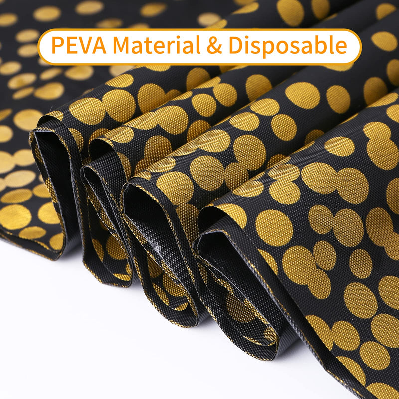 [Australia - AusPower] - 4 Pack 54" x 108" Inch Black and Gold Disposable Plastic Tablecloths for Rectangle Table Cover with Gold Dot Confetti for Parties Thanksgiving Christmas, Graduation and Birthday 