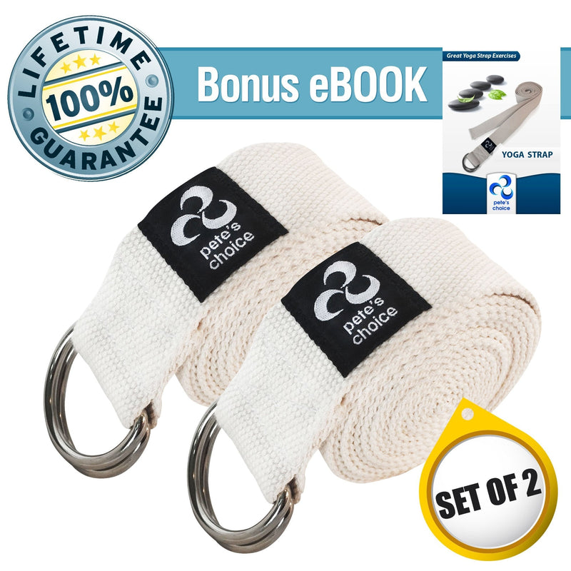 [Australia - AusPower] - pete's choice 2-Pack or 5-Pack Yoga Exercise Adjustable Straps 8Ft | Bonus eBook | with Durable D-Ring for Pilates & Gym Workouts | Hold Poses, Stretch, Improve Flexibility & Maintain Balance 2 Pack, 8ft 