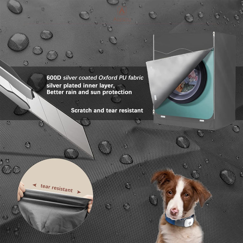[Australia - AusPower] - MBOOM Washer/Dryer Cover for Front Load, Washing Machine Cover Waterproof, Dustproof -600D Heavy Duty Oxford Washer Covers for Outside, 27x33x39 inch, Grey 