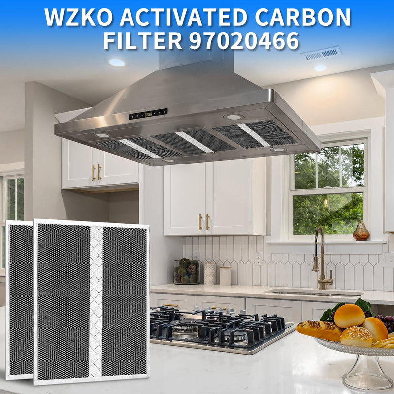 [Australia - AusPower] - WZKO Charcoal Filter for Broan Non-Ducted Range Hoods - Part Number S97020466 - Replacement Broan Range Hood Filter Set with 2 Filters and 4 Clips 