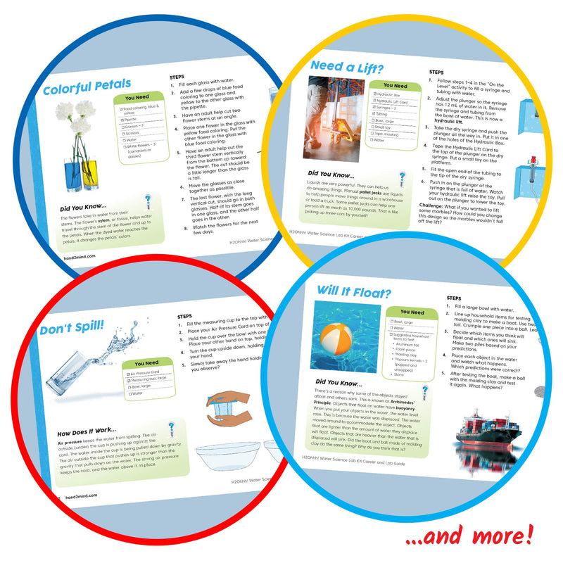 [Australia - AusPower] - hand2mind H2Ohhh! Water Science Kit, Chemistry Kit for Kids 8-12, Chemistry Set, Science Kits & Toys, 24 Science Experiments, 1 Career & Lab Guide, Color Chemistry, Bubbles, Tornadoes, STEM Toy 