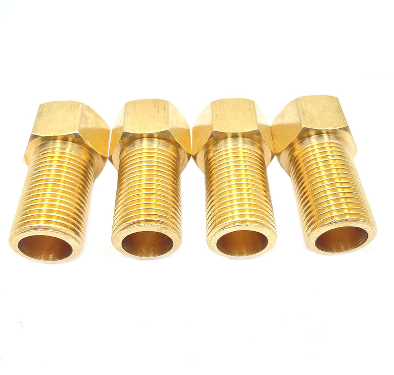 [Australia - AusPower] - 4pcs 1/2" Female to 1/2" Male Pipe Nipple Extension Connector Fitting,Brass Pipe Fitting Reducer Adapter,Hex Bushing Adapter, Solid Brass Length 50mm/1.97" 