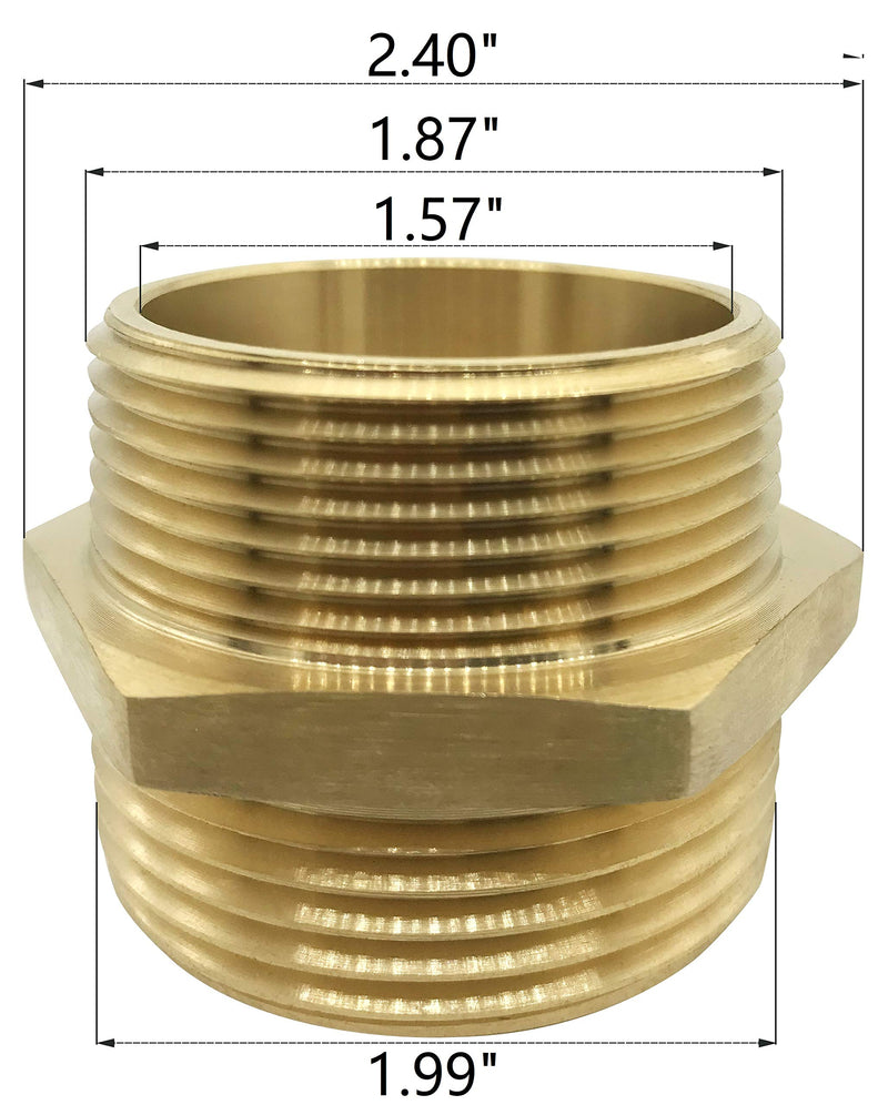 [Australia - AusPower] - SpringSpray 1-1/2" NPT Male x 1-1/2" NST (NH) Male Brass Hexagonal Nipple Fitting Fire Equipment Hex Nipple Doule Male Fire Hose Adapter 