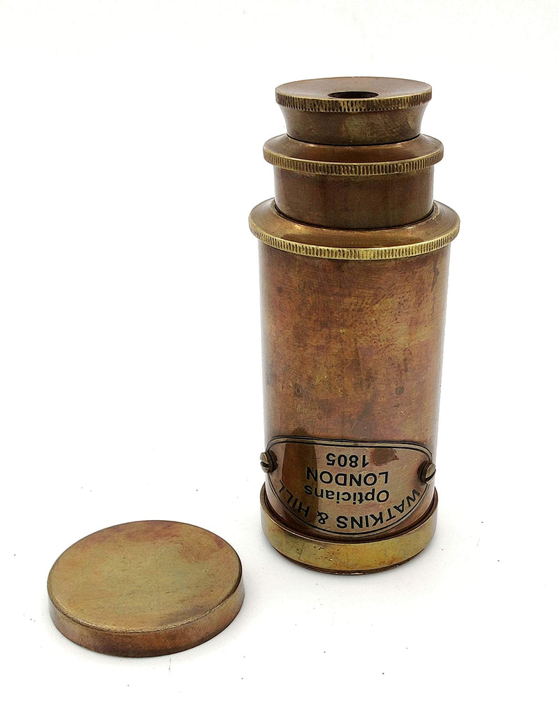 [Australia - AusPower] - Nautical Brass Spyglass Telescope with Wooden Box, Brass Pirate Brass Telescope, Spyglass Collapsible Monocular Decorative Telescope with Glass Optics for Kids (Antique Finish) Black 