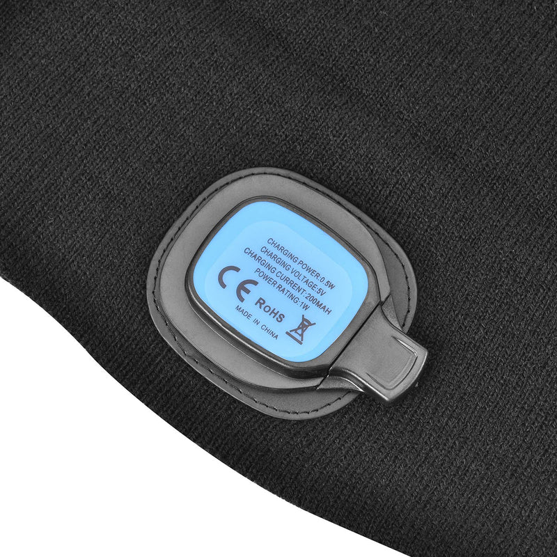 [Australia - AusPower] - Etsfmoa Unisex Beanie Hat with The Light Gifts for Men Dad Father USB Rechargeable Caps Black 