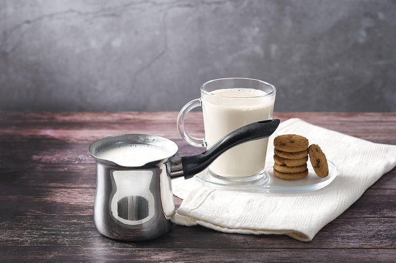 [Australia - AusPower] - DESTALYA Turkish Coffee Pot, 10.14 fl oz Stainless Steel Ibrik Cezve Briki Arabic Greek Pot, Butter Chocolate Milk Warmer, Sauce Maker, Small Hot Pot with Spout for Stove top, Cezve (Coffee Pot Black) Coffee Pot Black 