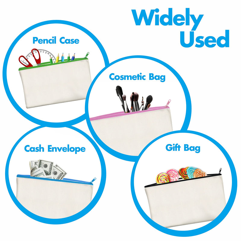 [Australia - AusPower] - 15 Pieces Canvas Colorful Zipper Bags, DIY Craft Bags Travel Canvas Makeup Pouches for Cosmetic Toiletry Stationery Storage (Beige, 8.3” x 4.7”) Beige (color zipper) 