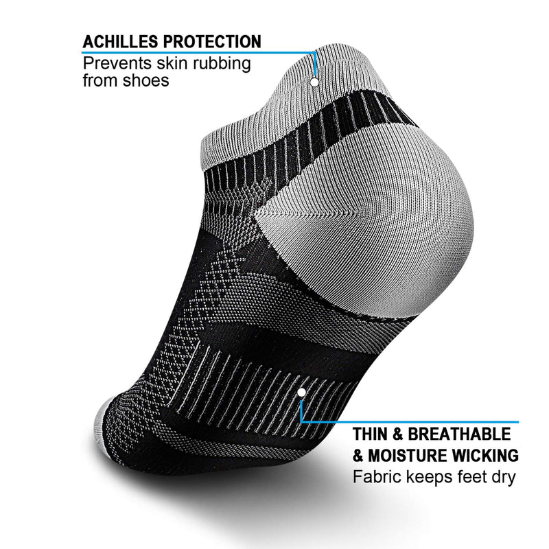 [Australia - AusPower] - PAPLUS Ankle Compression Sock for Men and Women 2/4/6 Pairs, Low Cut Compression Running Sock with Ankle Support Black (6 Pairs) Small-Medium 