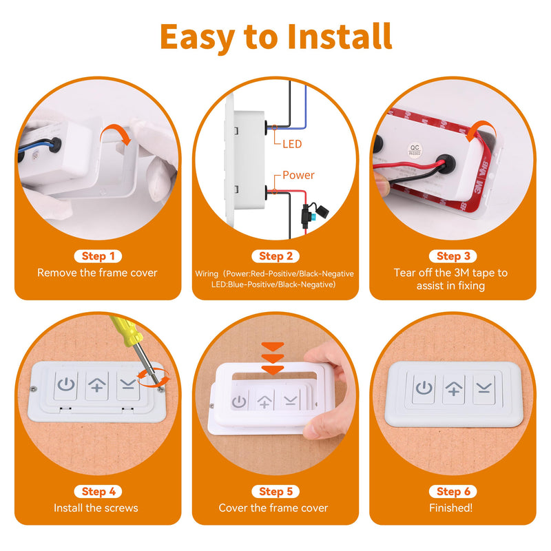 [Australia - AusPower] - RVZONE 12V Dimmer Switch | 12-24 Volt High Side PWM Dimmer RV Light Dimmer for RV Light LED Interior Lights LED Light Fixture, Halogen, Incandescent, Used for RV, Auto, Camper, Trailer Van Truck, Boat 