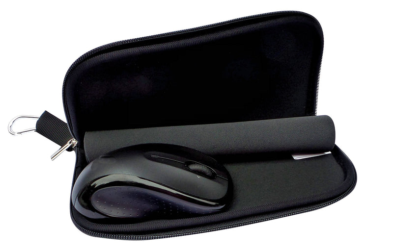 [Australia - AusPower] - Travel Mouse Case Electronics Organizer Bag | Laptop Cord Cable Accessory Pouch with Extra Rolled Up Travel Mouse Pad | Pouch Also Unzips Flat Into Mouse Pad (Black) charcoal 