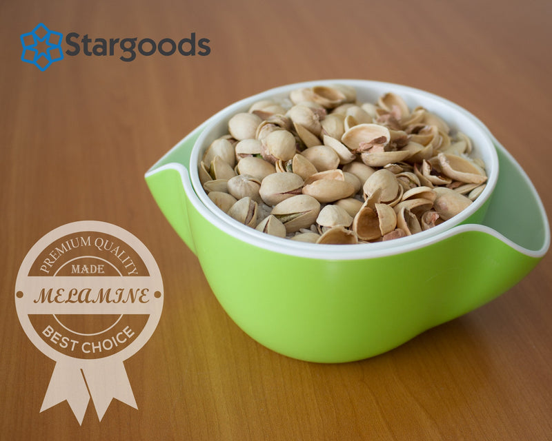 [Australia - AusPower] - Pistachio Bowl, Snack Serving Dish, Double Peanut Bowl with Seeds Shell Storage, Red 