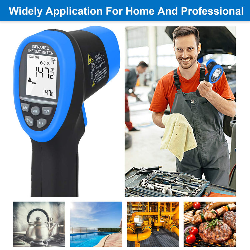[Australia - AusPower] - BTMETER BT-985CAPP Non Contact Infrared Thermometer 12:1 Laser Temperature Measure Gun -58℉~1472℉(-50℃～800℃) with Bluetooth APP(NOT for Human Temp Test) BT-985CAPP Blue (-58℉ to 1472℉) 
