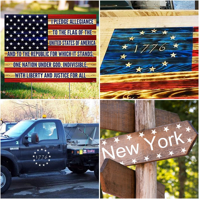 [Australia - AusPower] - American Flag 50 Star Stencils and 13 Stars 1776 Templates, American Flag Templates, Ideal for Painting on Wood, Fabric, Paper, Walls [6 Sizes, 2 Styles] 