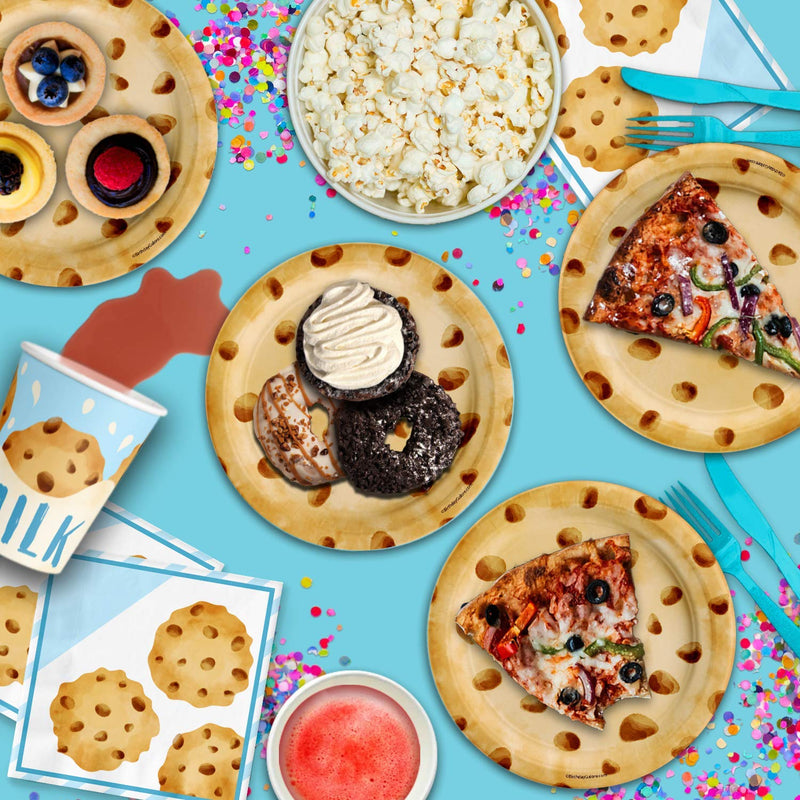 [Australia - AusPower] - Milk and Cookies Birthday Party Supplies Set Plates Napkins Cups Tableware Kit for 16 Milk and Cookies 