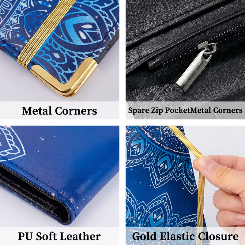 [Australia - AusPower] - Server Book, Bienbee Waitress Book Black Server Books for Waitress Waiter Book with Money Zipper Pocket Serving Book Server Notepad Waitress Waiter Accessories (B-Blue Mandala) B-Blue Mandala 