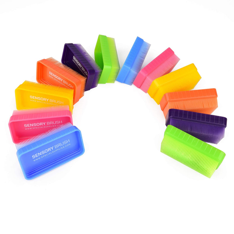[Australia - AusPower] - Special Supplies Sensory Brush Therapressure Therapy Brush for Occupational and Sensory Brushing, 12 Pack, Stimulating and Calming Tools for Kids and Adults, Soft Flexible Bristles, Latex Free 